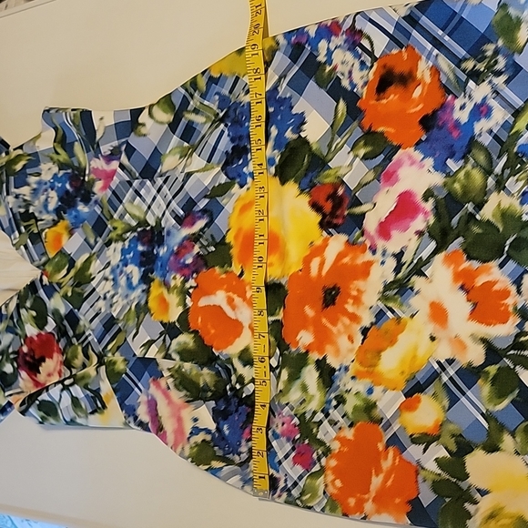 ❤Oscar de la Renta Dress w/ Bright Floral/Lattice Print & Gorgeous Pleats/Panels - Picture 12 of 16